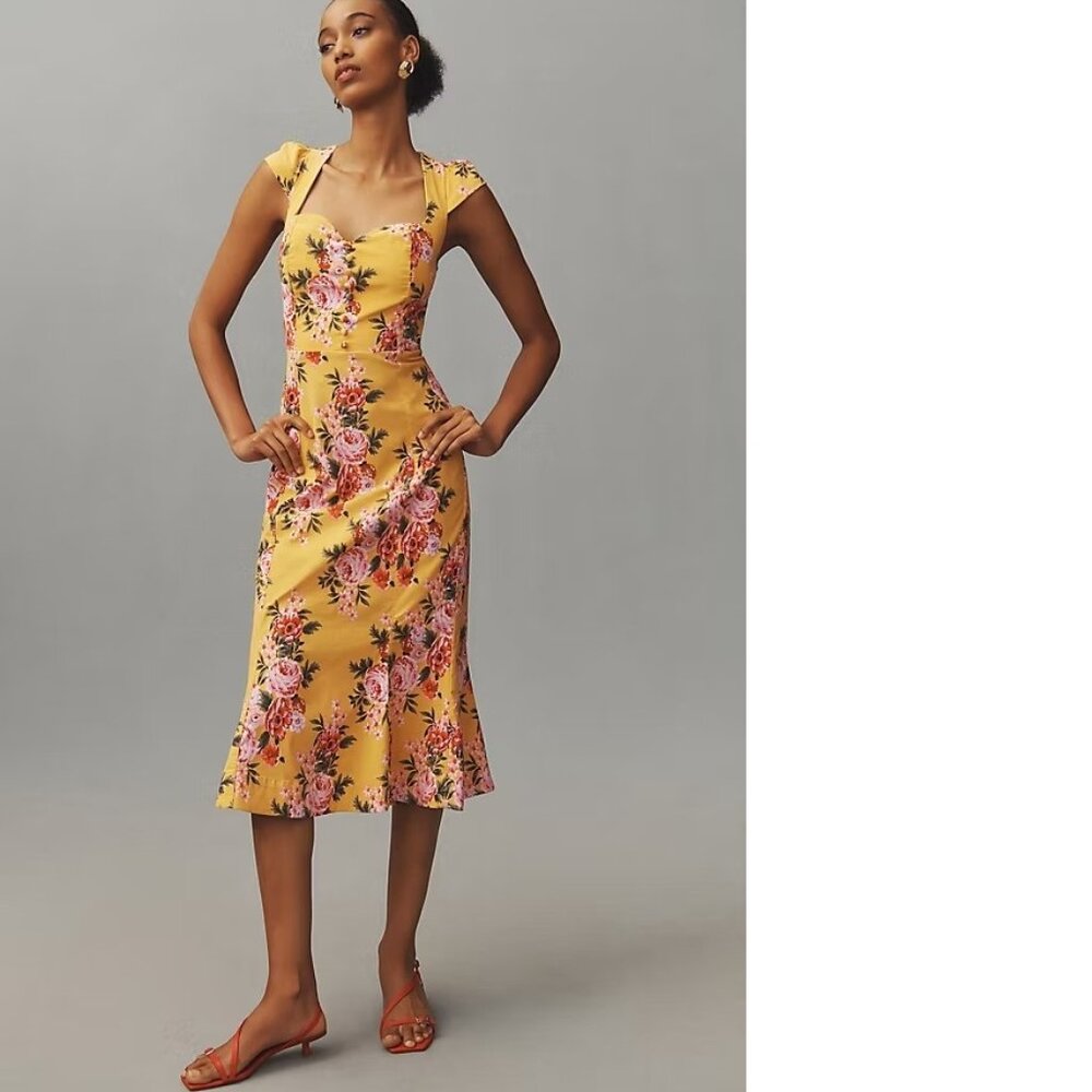 ANTHROPOLOGIE The Cecily Fit & Flare Sweetheart Dress by Maeve size L new